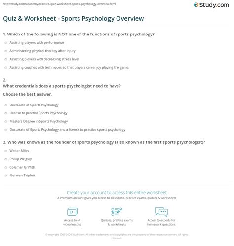 complete the related tasks on the template provided. . Sports psychology questions and answers pdf